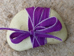 Hand Dyed Silk Ribbon Purple with Silver Metallic Edges-