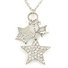 Triple Star Rhinestone Charm Necklace-necklace,chain, rhinestones, charms, star