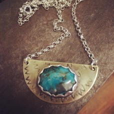 Turquoise on Half Moon Necklace