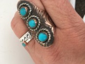 Copper Etched Turquoise Saddle Ring