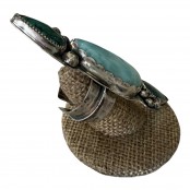 Handcrafted Sterling Silver, Turquoise & Larimar 3 Stone Statement Ring