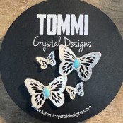 Natural Turquoise & Sterling Silver Butterfly Earring Set