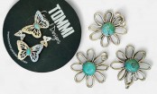 Hand Cast Daisy Turquoise Pendant