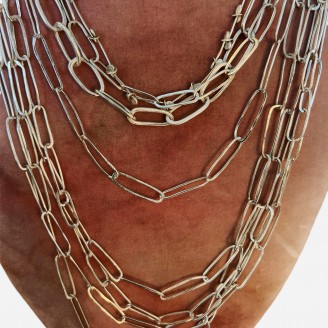 Hand Forged Sterling Silver Paperclip Necklace