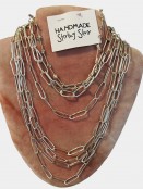 Hand Forged Sterling Silver Paperclip Necklace