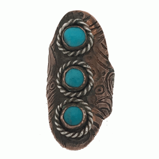 Copper Etched Turquoise Saddle Ring (SOLD)