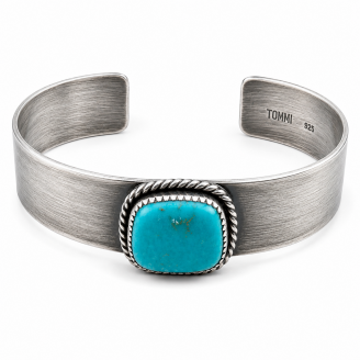 Natural Turquoise & Sterling Silver Chiclet Cuff