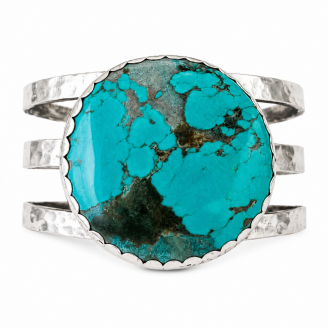 Giant Hammered Chunky Turquoise Cuff