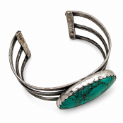 Giant Hammered Chunky Turquoise Cuff