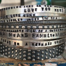Custom Sterling Silver Stamped Bangle Bracelet