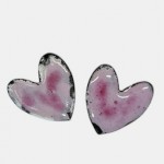 Enameled Steel Heart Earrings