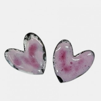Enameled Steel Heart Earrings