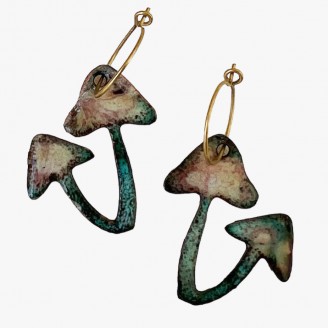 Enameled Mushroom Earrings