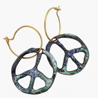 Enameled Peace Earrings
