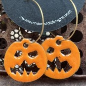 Enameled Pumpkin Earrings