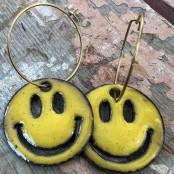 Enameled Smiley Earrings