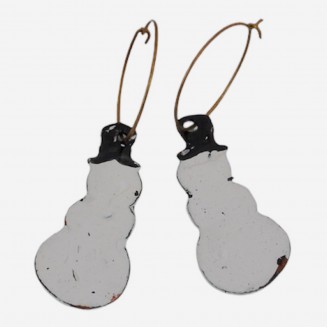 Enameled Snowman Earrings