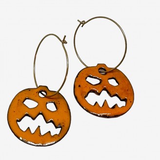Enameled Pumpkin Earrings