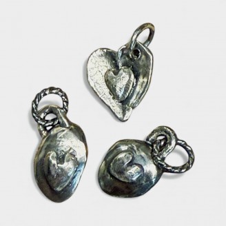 Hand Cast Sterling Silver Heart Charm 