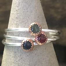 4mm Gemstone Round Sterling Stacker Ring