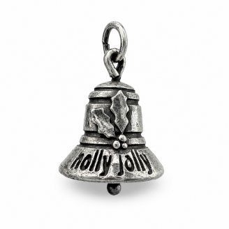 Hand Cast Sterling Silver Holly Jolly Jingle Bell Charm