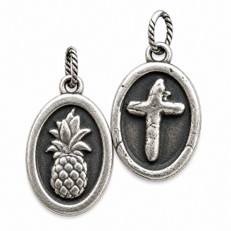 Hand Cast Sterling Silver Oval Frame Charm (custom available)