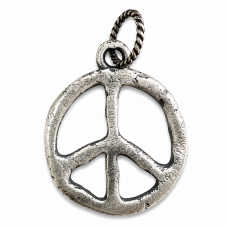 Hand Cast Sterling Silver Peace Sign Pendant (2 sizes)