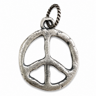 Hand Cast Sterling Silver Peace Sign Pendant (2 sizes)
