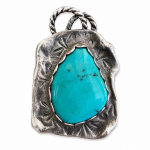 Hand Forged Sterling Silver Turquoise Pendant
