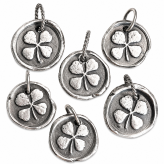 Hand Cast Sterling Silver Wax Seal Clover Pendant