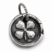 Hand Cast Sterling Silver Wax Seal Clover Pendant