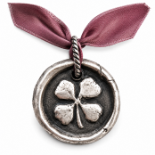 Hand Cast Sterling Silver Wax Seal Clover Pendant