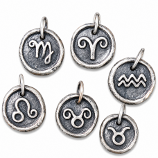 Hand Cast Sterling Silver Wax Seal Zodiac Pendants