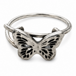 Hand Cast Sterling Silver Butterfly Adjustable Ring