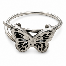 Hand Cast Sterling Silver Butterfly Adjustable Ring