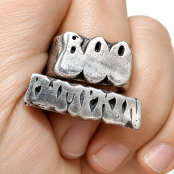 Hand Carved Sterling Silver Halloween Name Stacking Rings