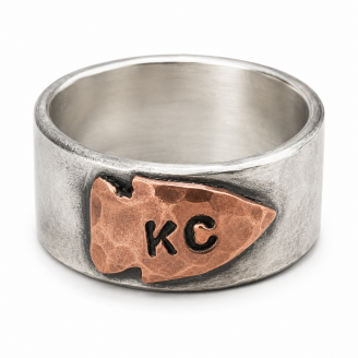 Sterling Silver & Copper KC Arrowhead Ring Band Sterling Silver & Copper KC Arrowhead Ring Band