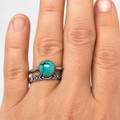 Natural Turquoise & Sterling Silver 8mm Round Stacking Ring