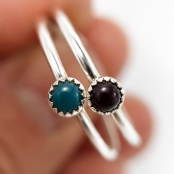Sterling Silver 3.5mm Gemstone Stacker Ring Sterling Silver 3.5mm Gemstone Stacker Ring