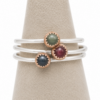 Sterling Silver 4mm Gemstone in Copper Stacker Ring Sterling Silver 4mm Gemstone in Copper Stacker Ring