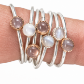 Sterling Silver 4mm Gemstone in Copper Stacker Ring Sterling Silver 4mm Gemstone in Copper Stacker Ring