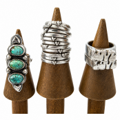 Hand Forged Sterling Silver Turquoise & Heart Triple Stone Ring Hand Forged Sterling Silver Turquoise & Heart Triple Stone Ring