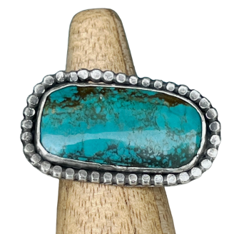 Rectangle Natural Turquoise & Sterling Silver Ring