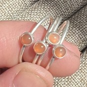 Peach Moonstone & Sterling Silver Square Stacking Ring