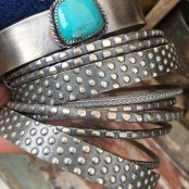 Natural Turquoise & Sterling Silver Chiclet Cuff