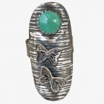 Hand Forged Sterling Silver Turquoise & Butterfly Statement Ring