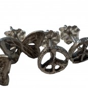Hand Cast Peace Sign Earring Studs