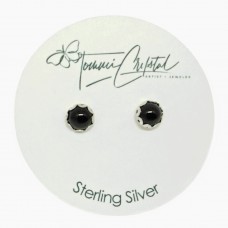 Black Spinel Gemstone Sterling Silver Stud Earrings