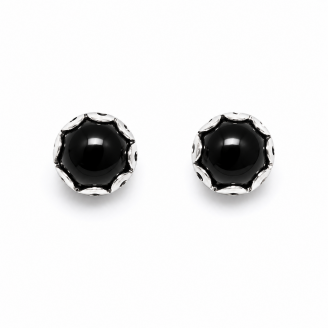 Black Spinel Gemstone Sterling Silver Stud Earrings