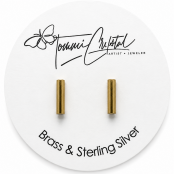 Hand Forged Brass Bar & Sterling Silver Stud Earrings Hand Forged Brass Bar & Sterling Silver Stud Earrings